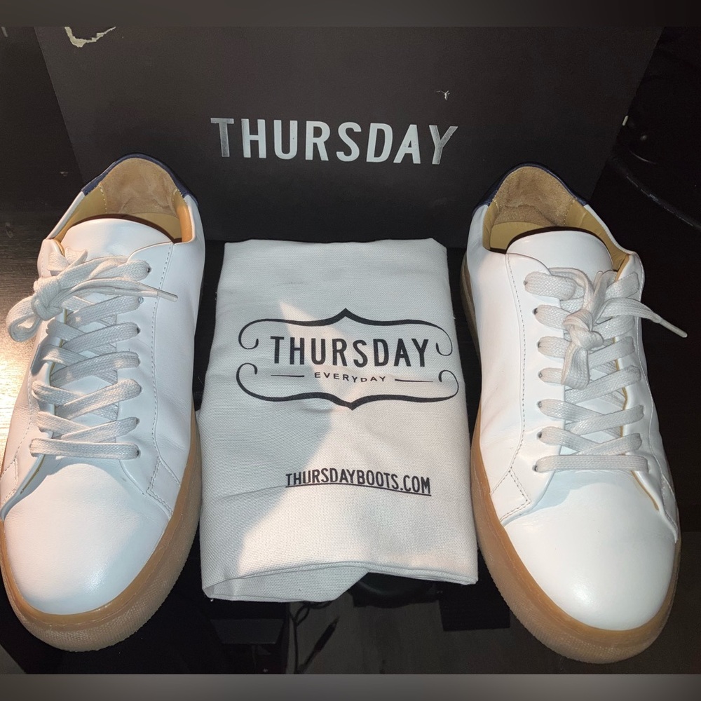 Thursday Sneakers - White and Navy Legacy Low Top Sneakers